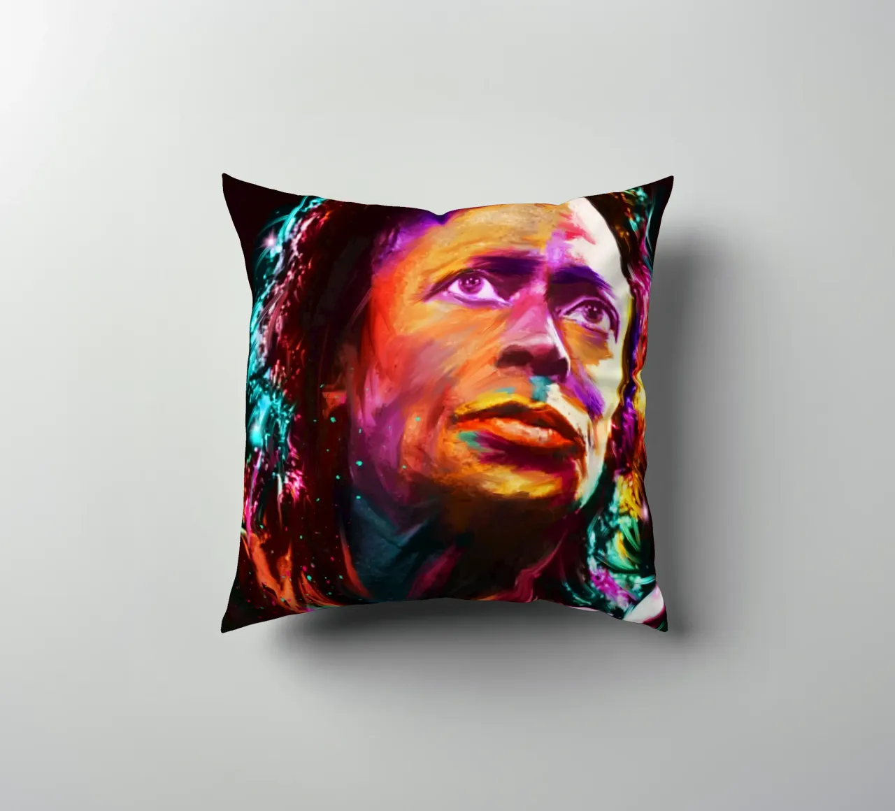 Ritratto pop art colorato di Miles Davis cuscino da Hantamrata