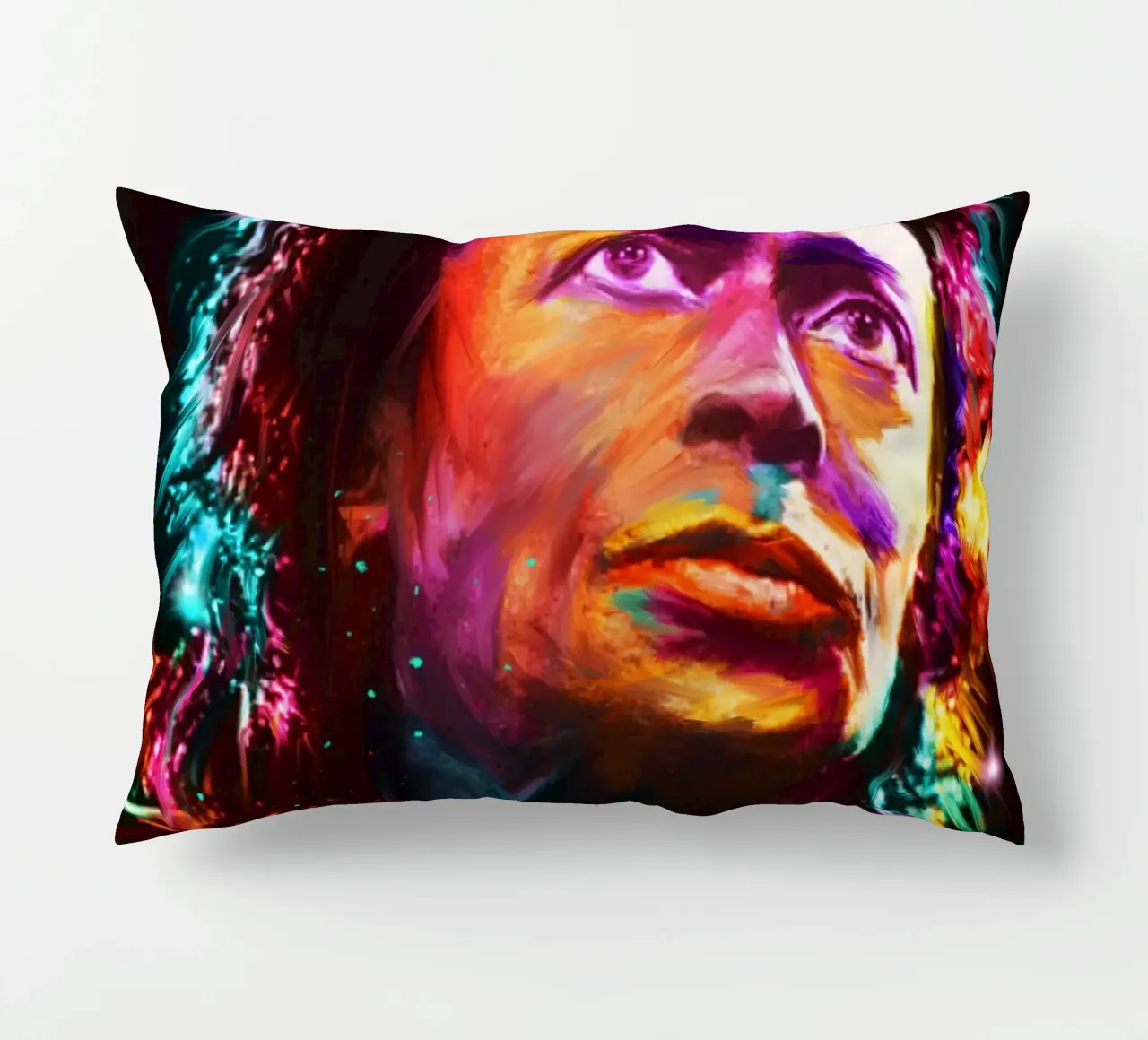 Ritratto pop art colorato di Miles Davis cuscino da Hantamrata