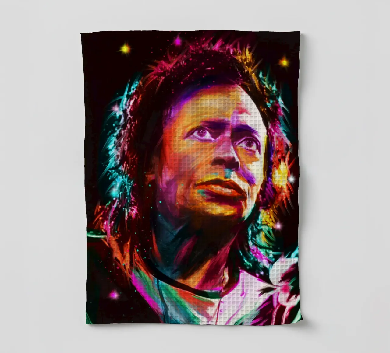 Ritratto pop art colorato di Miles Davis canovaccio da cucina da Hantamrata