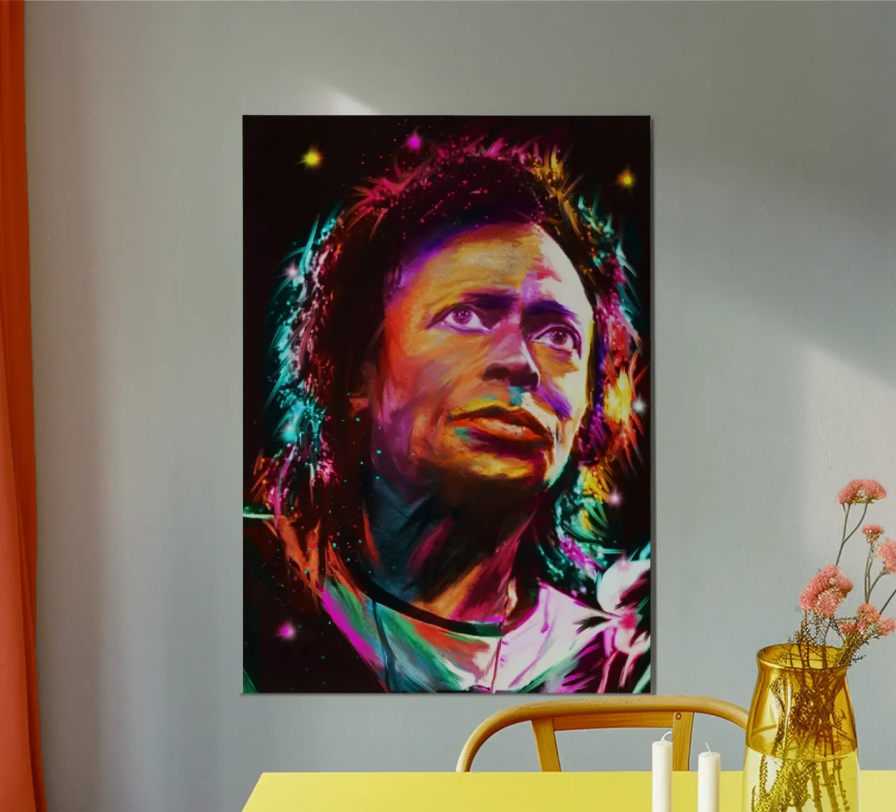 Retrato pop art en color de Miles Davis aluminio dibond de Hantamrata