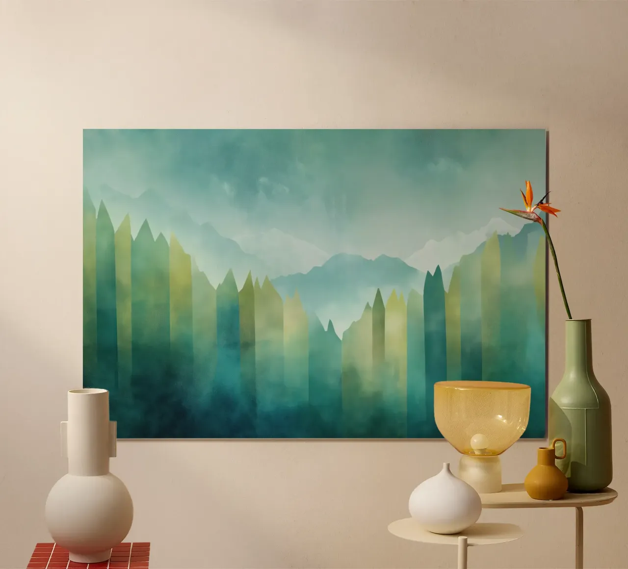 Paesaggio blu poster con telaio in legno da Imagine