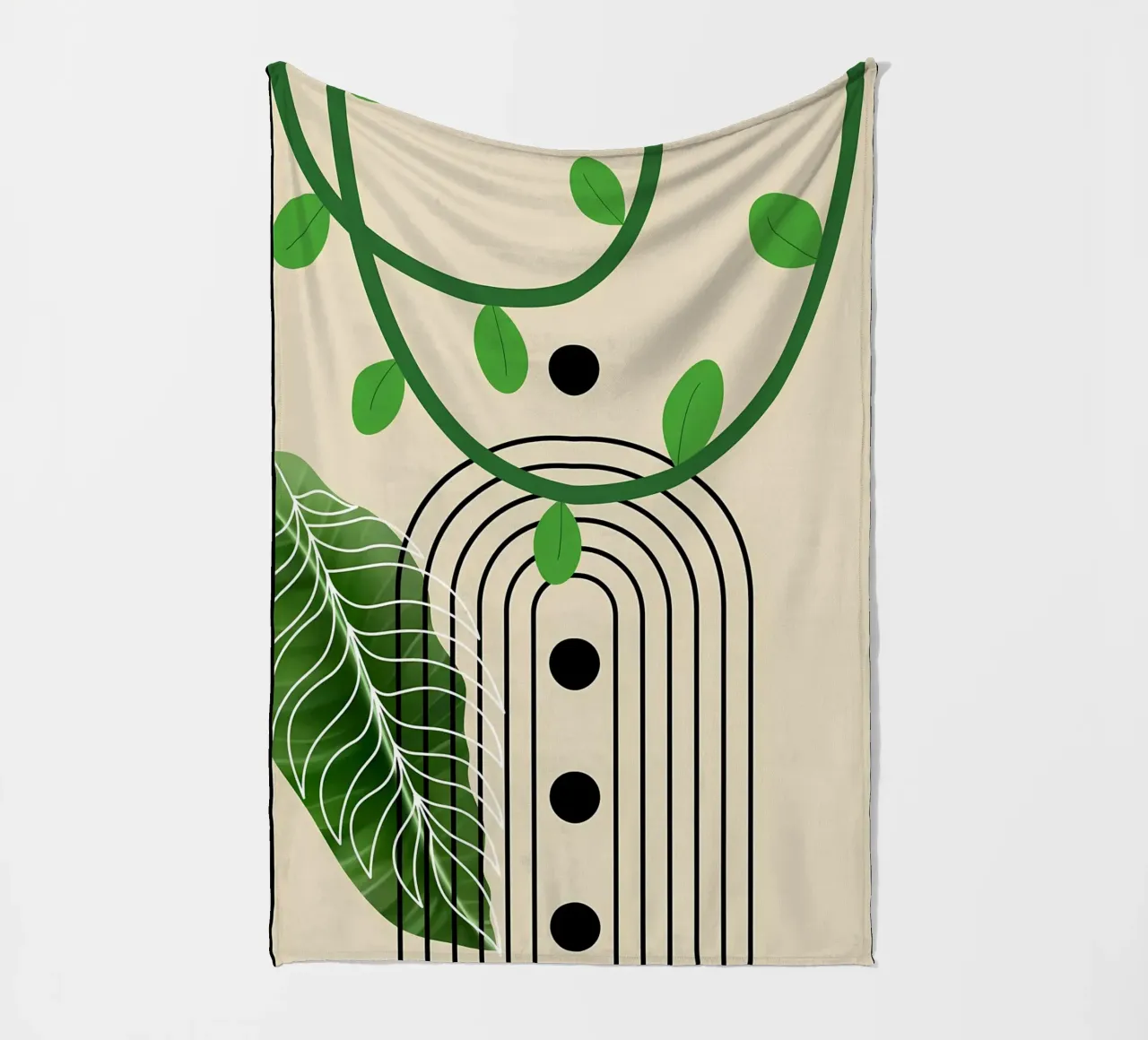 foglie viti arco punti linee curve verde coperta in pile da Janine P McGuire