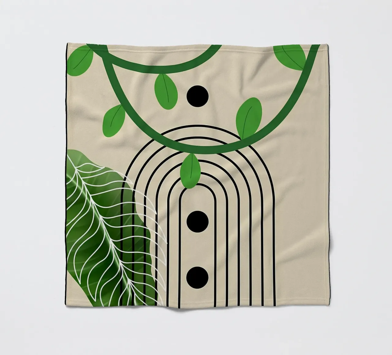 foglie viti arco punti linee curve verde coperta in pile da Janine P McGuire