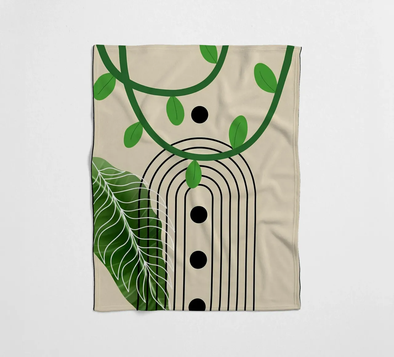 foglie viti arco punti linee curve verde coperta in pile da Janine P McGuire