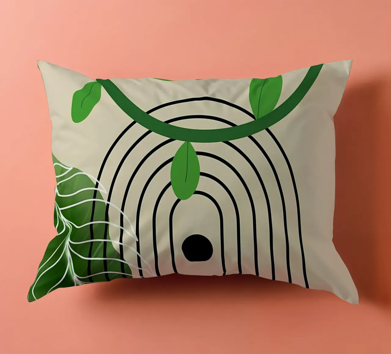 foglie viti arco punti linee curve verde cuscino da Janine P McGuire