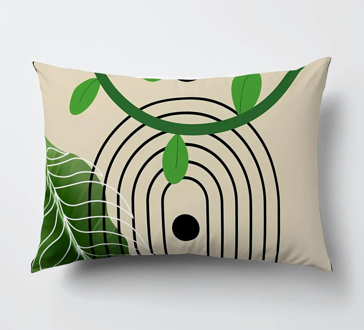foglie viti arco punti linee curve verde cuscino da Janine P McGuire