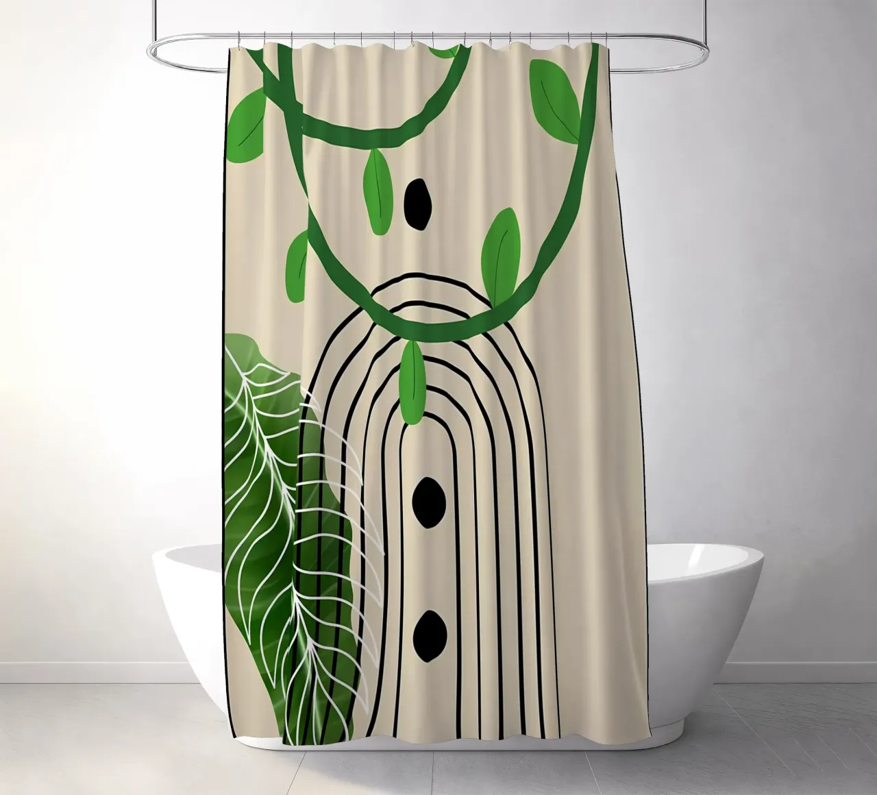 foglie viti arco punti linee curve verde tenda da doccia da Janine P McGuire