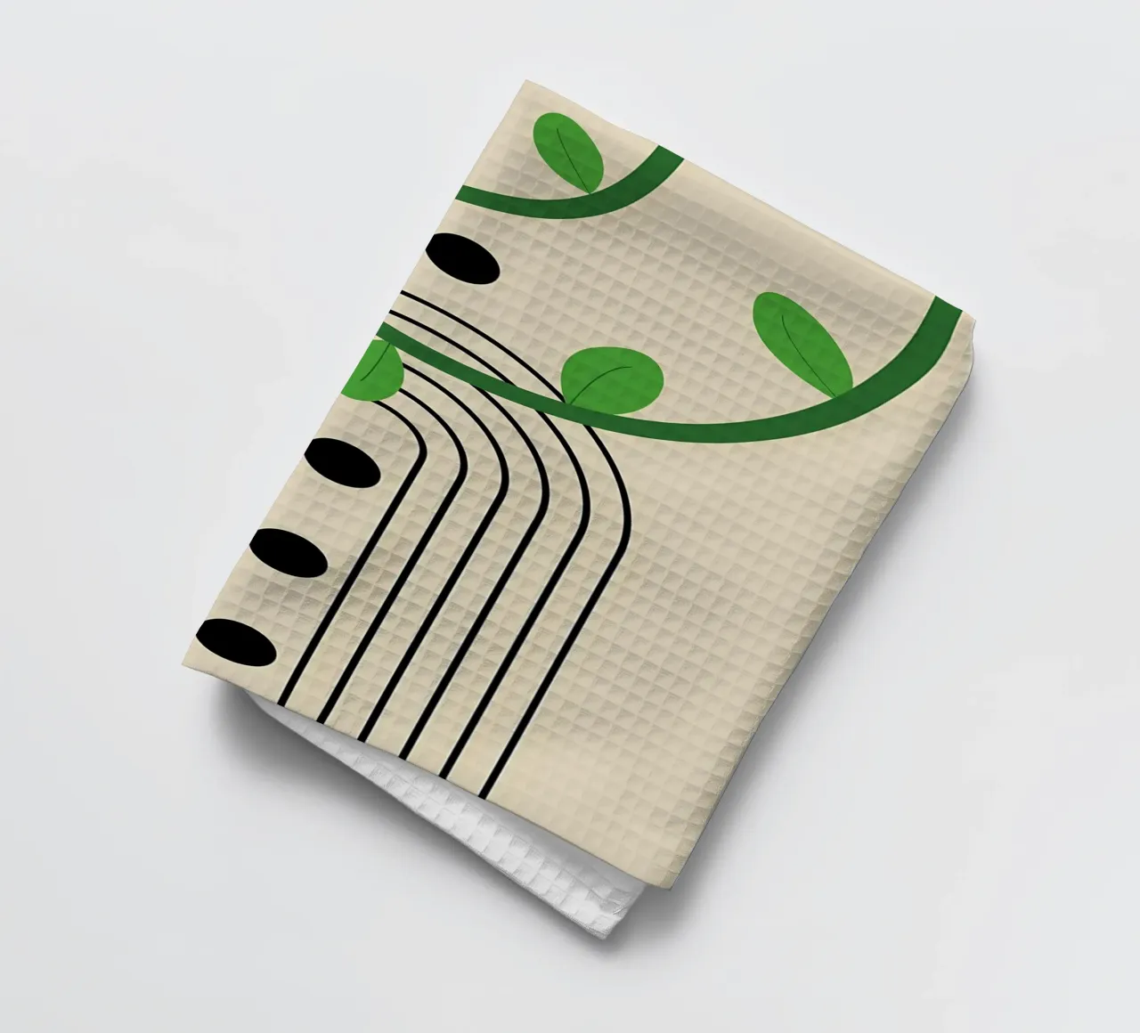 foglie viti arco punti linee curve verde canovaccio da cucina da Janine P McGuire