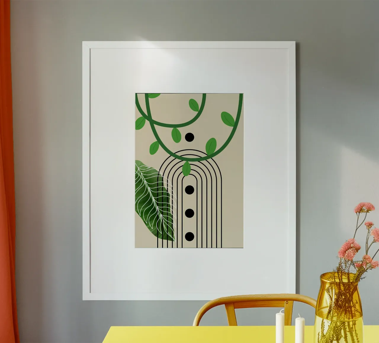 foglie viti arco punti linee curve verde carta hahnemühle da Janine P McGuire