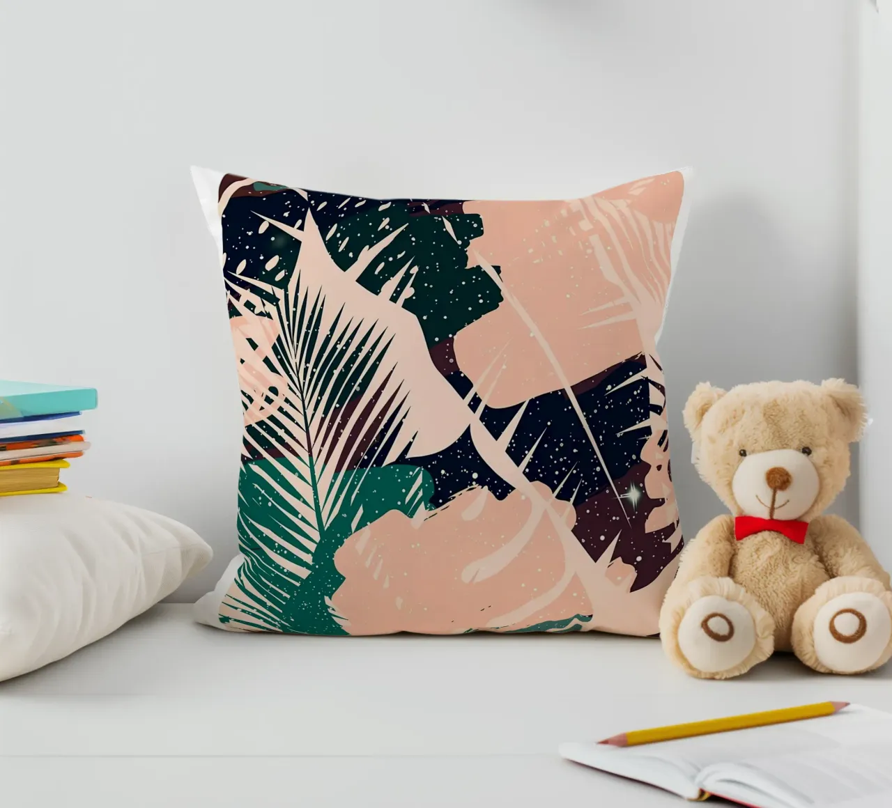foglie forme astratte puntini fogliame tropicale foglie di palma cuscino da Janine P McGuire