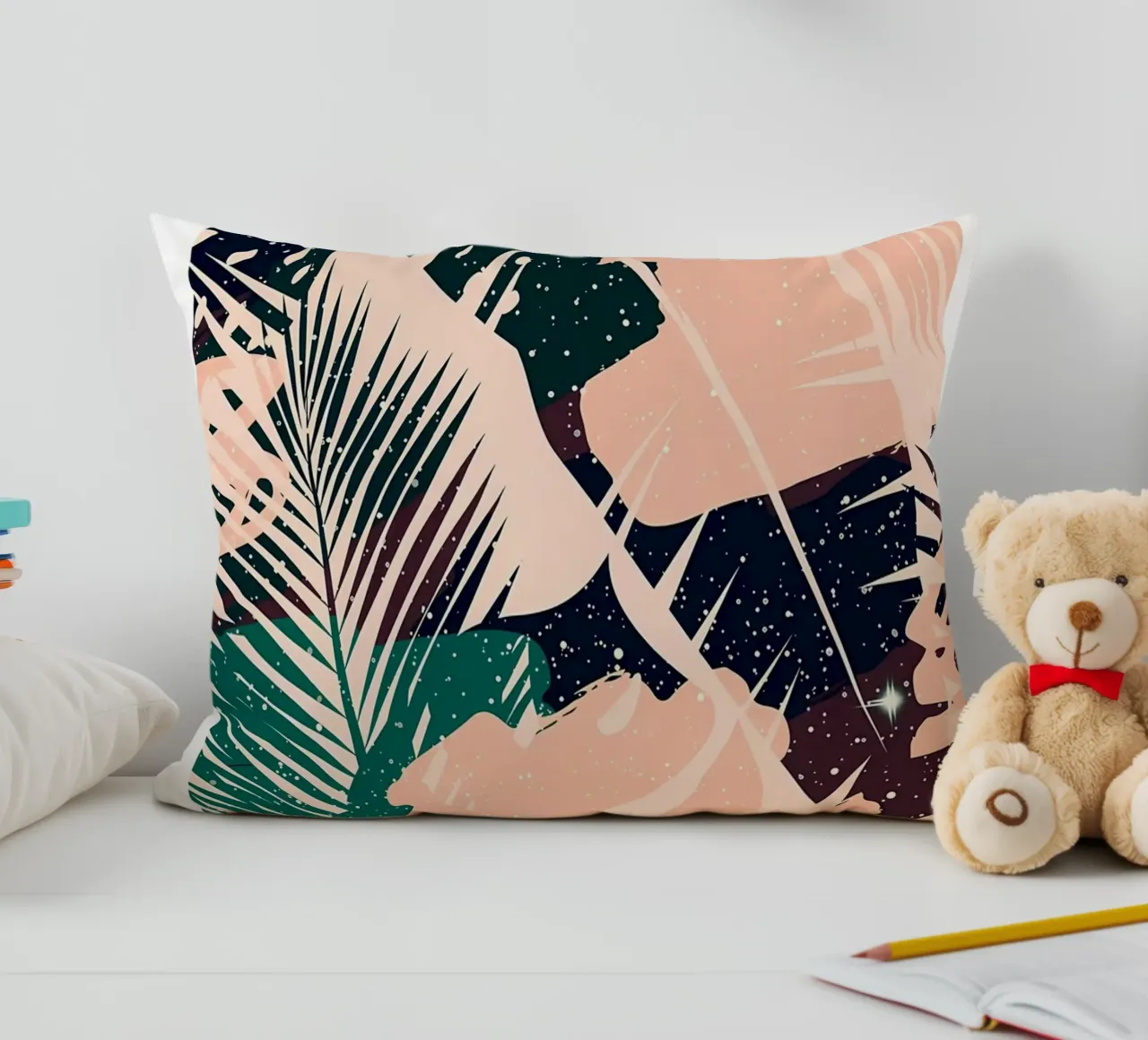 foglie forme astratte puntini fogliame tropicale foglie di palma cuscino da Janine P McGuire