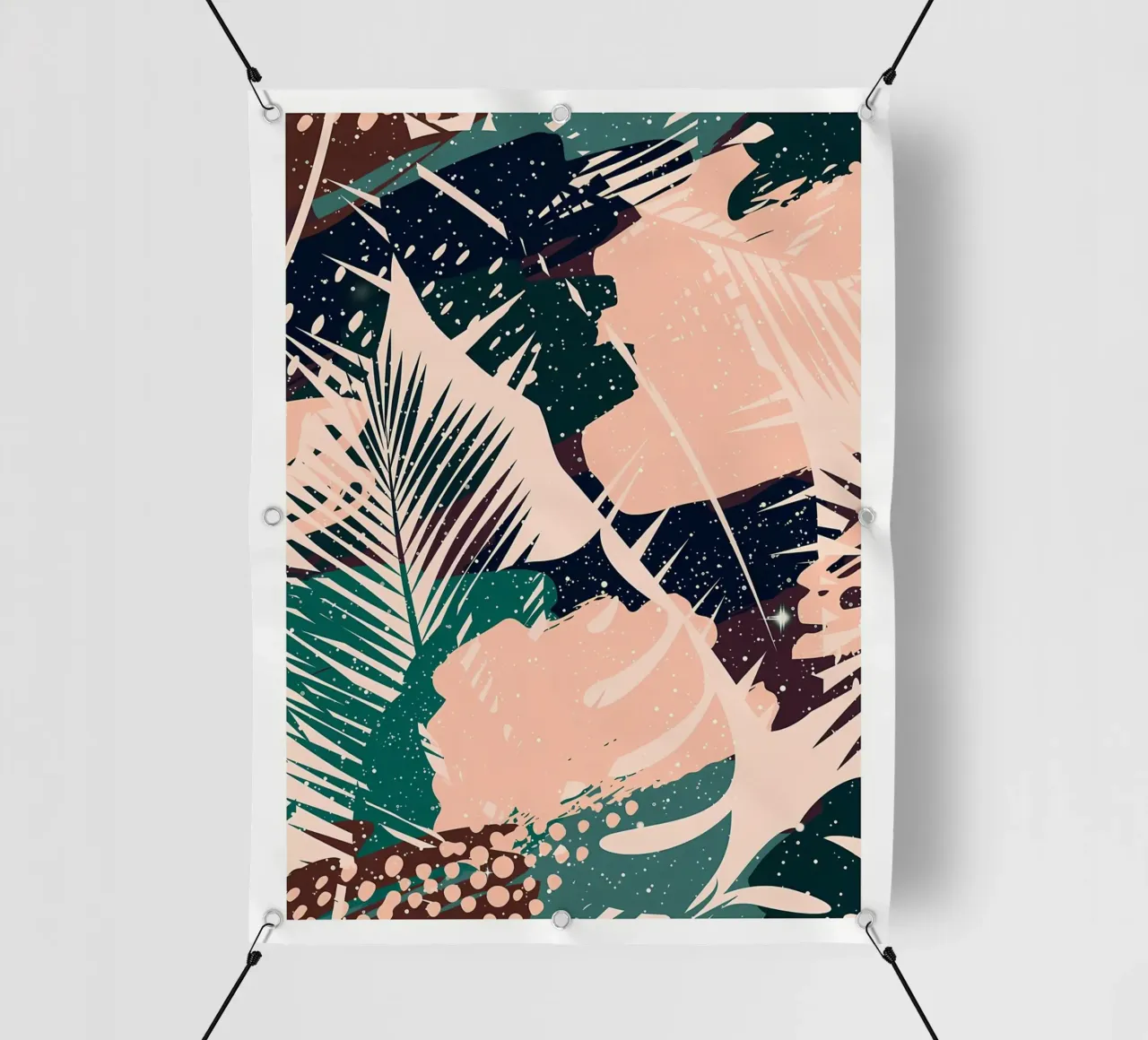 foglie forme astratte puntini fogliame tropicale foglie di palma telo in pvc da Janine P McGuire
