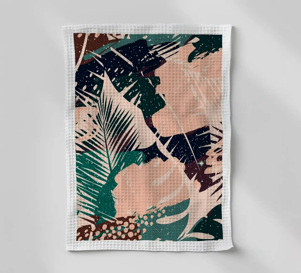feuilles formes abstraites points feuillage tropical feuilles de palmier torchon de Janine P McGuire