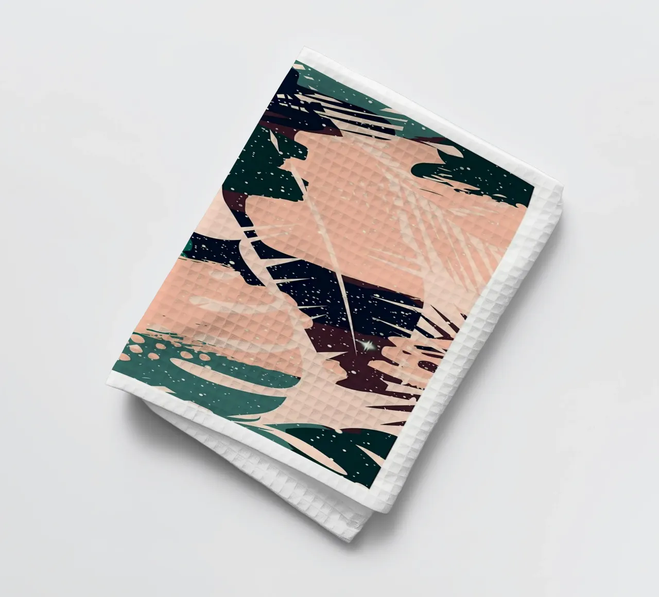 feuilles formes abstraites points feuillage tropical feuilles de palmier torchon de Janine P McGuire