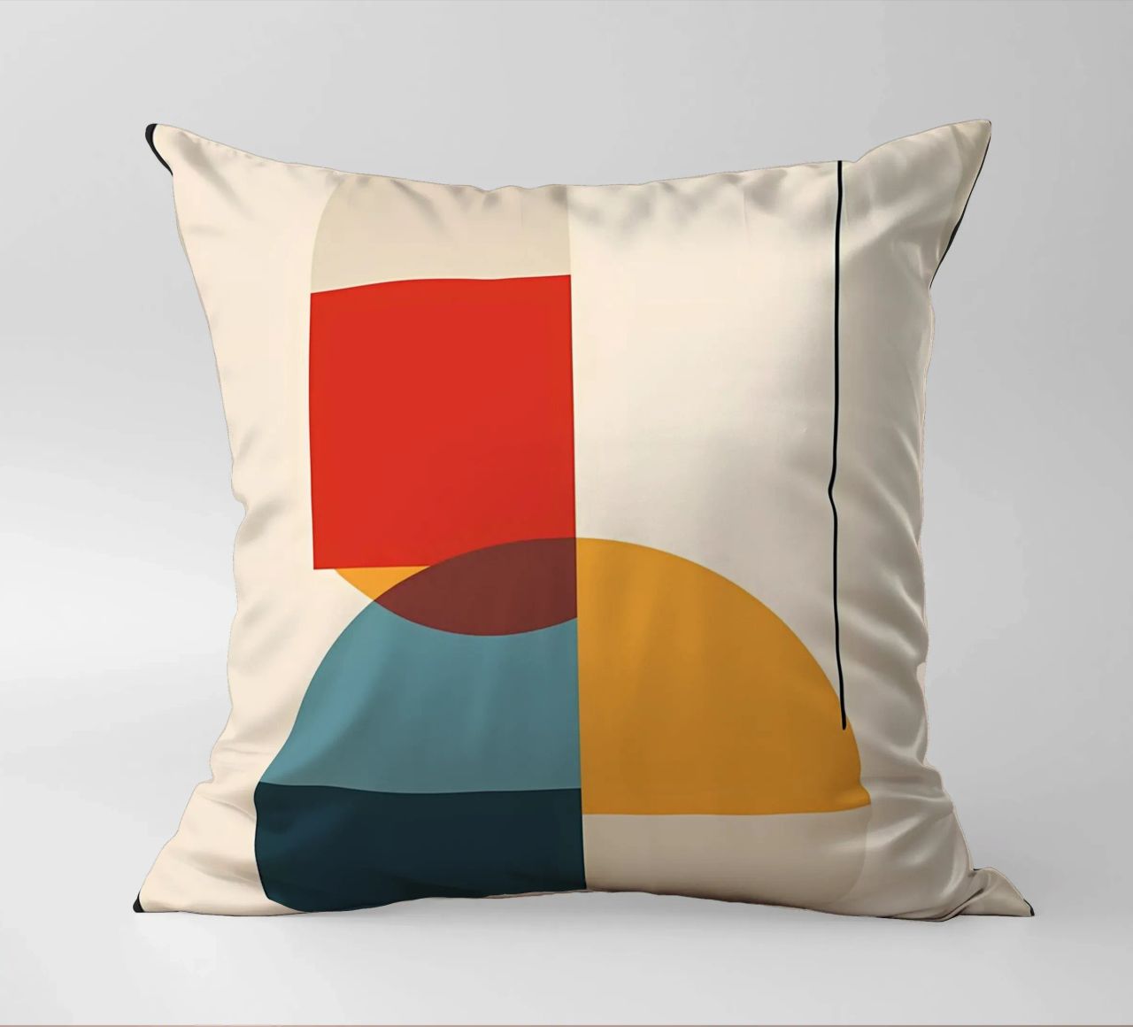 circle square line rectangle geometric shapes symmetry decorative cushion by Janine P McGuire