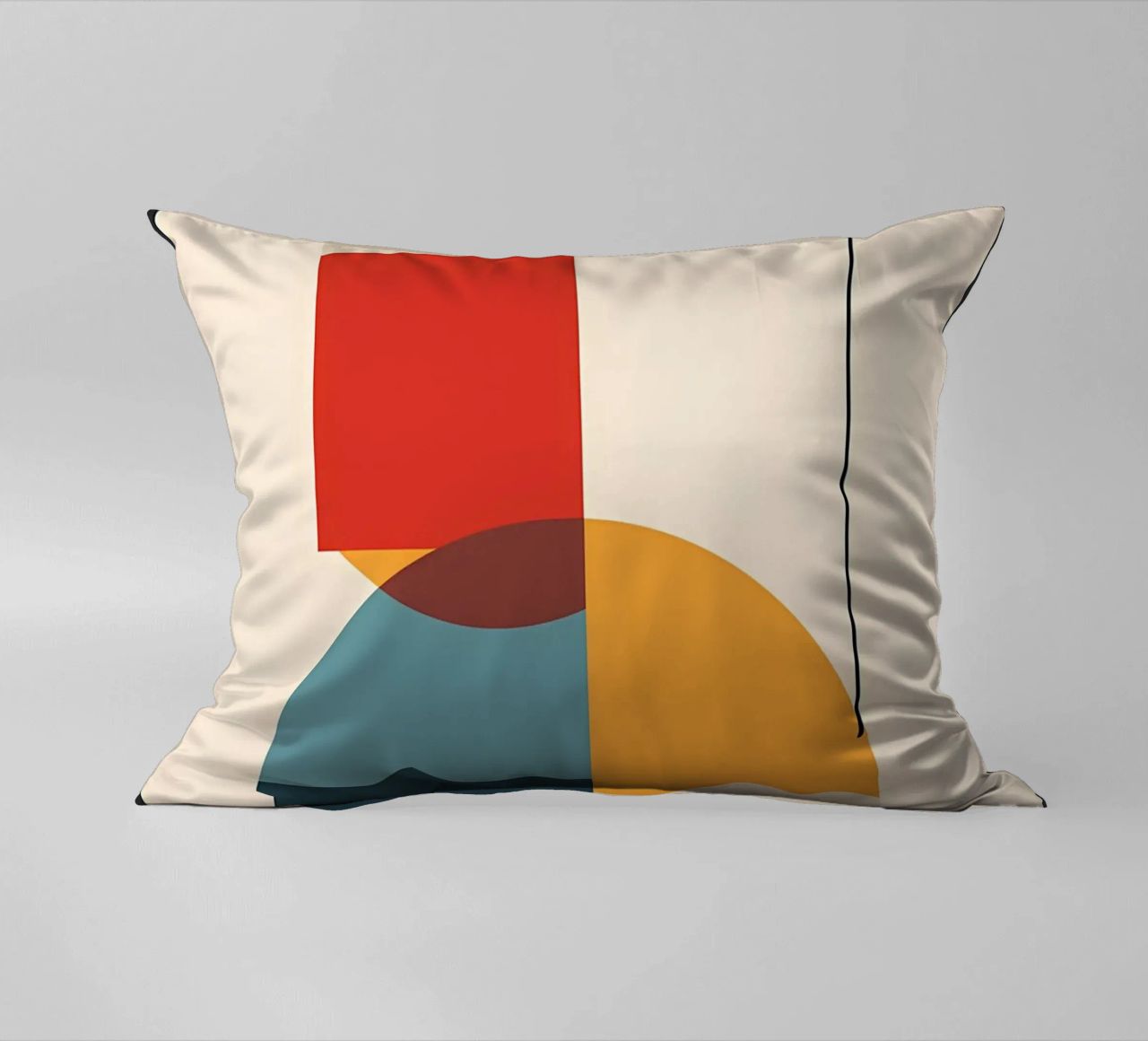 circle square line rectangle geometric shapes symmetry decorative cushion by Janine P McGuire