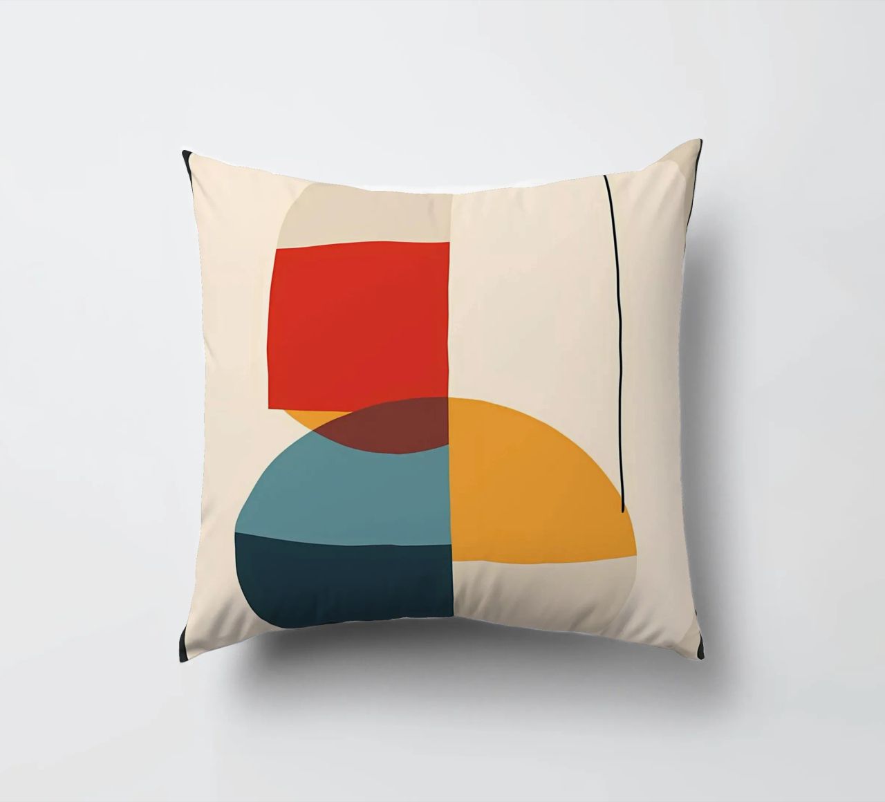 circle square line rectangle geometric shapes symmetry decorative cushion by Janine P McGuire