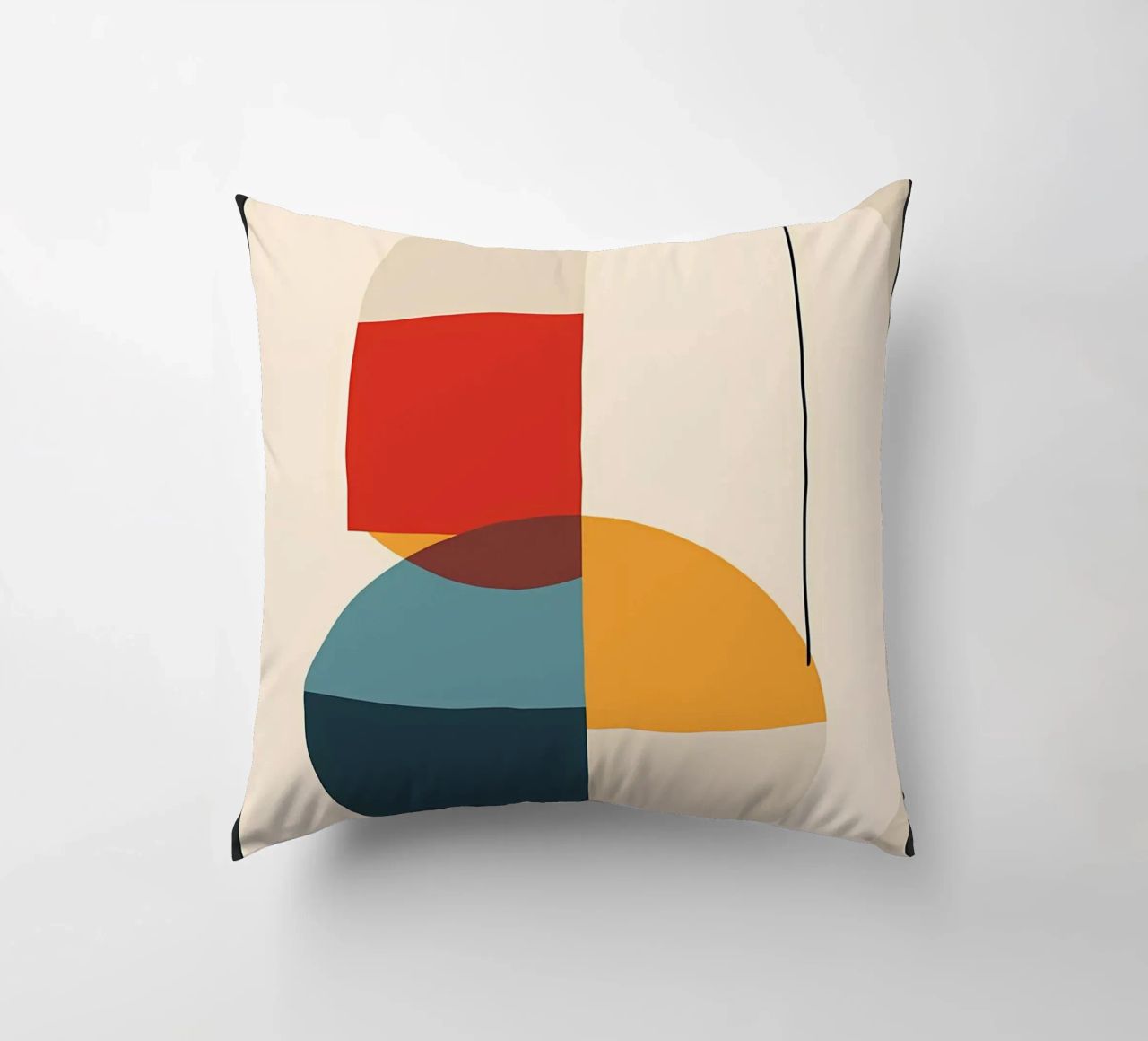 circle square line rectangle geometric shapes symmetry decorative cushion by Janine P McGuire