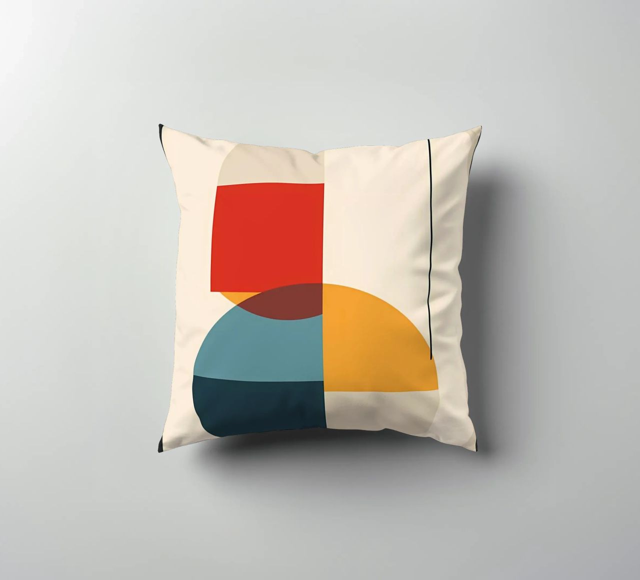 circle square line rectangle geometric shapes symmetry decorative cushion by Janine P McGuire