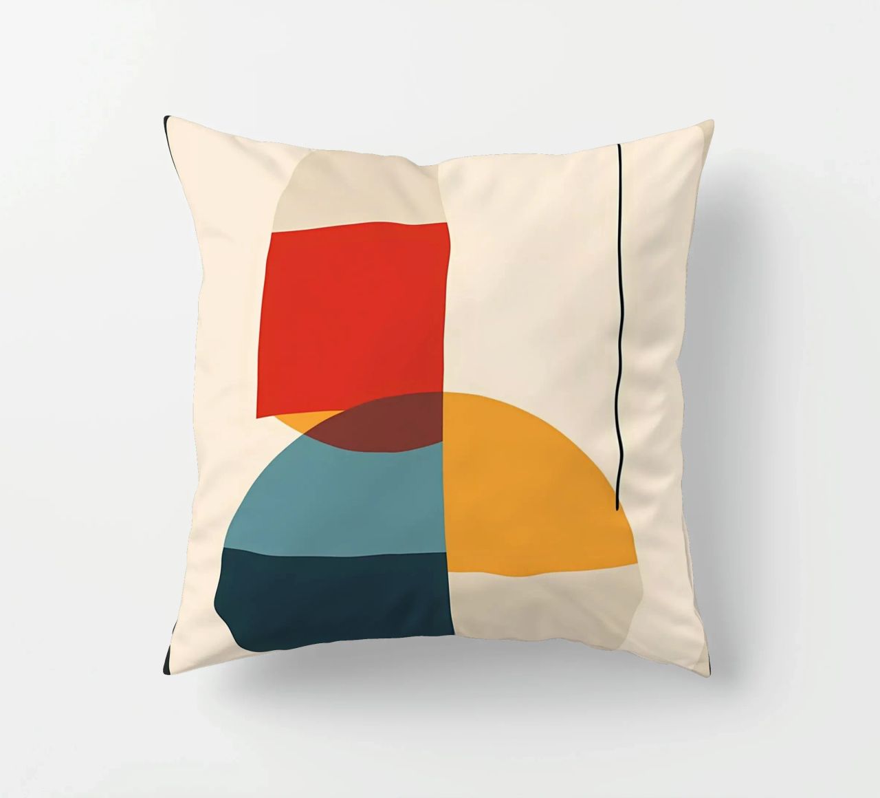 circle square line rectangle geometric shapes symmetry decorative cushion by Janine P McGuire
