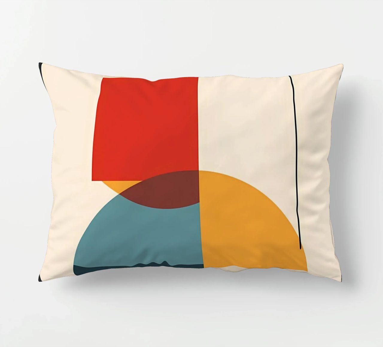 circle square line rectangle geometric shapes symmetry decorative cushion by Janine P McGuire