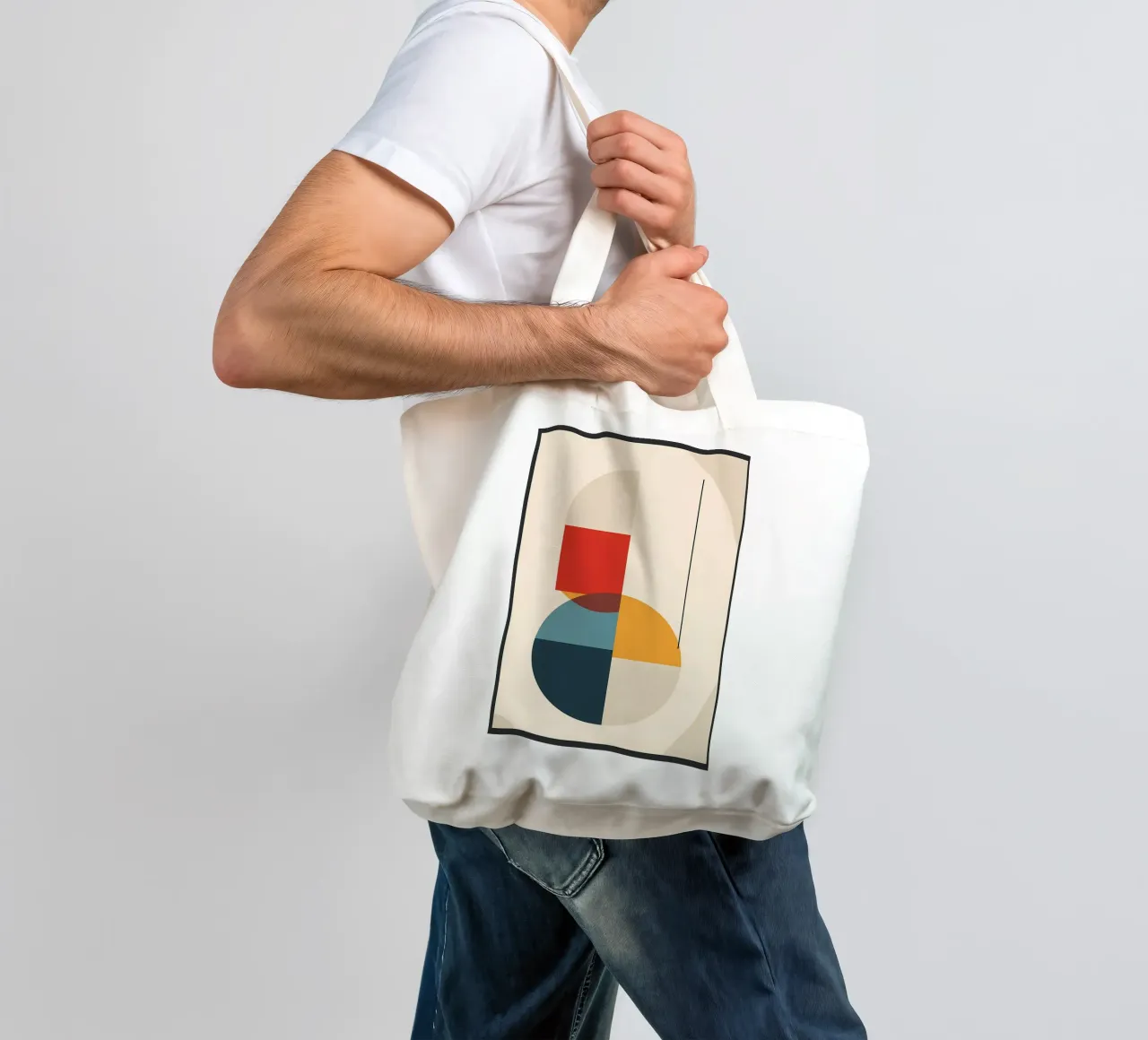 cerchio quadrato linea rettangolo forme geometriche simmetria borsa in juta da Janine P McGuire