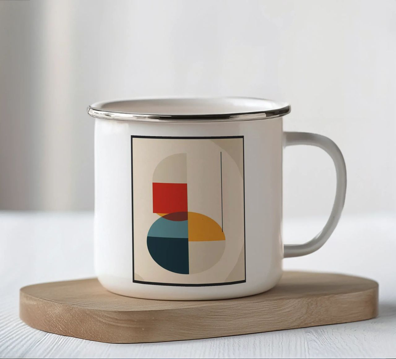 circle square line rectangle geometric shapes symmetry enamel mug by Janine P McGuire