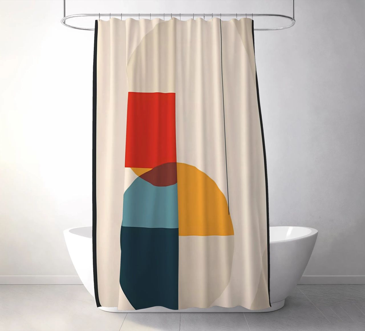 circle square line rectangle geometric shapes symmetry shower curtain by Janine P McGuire