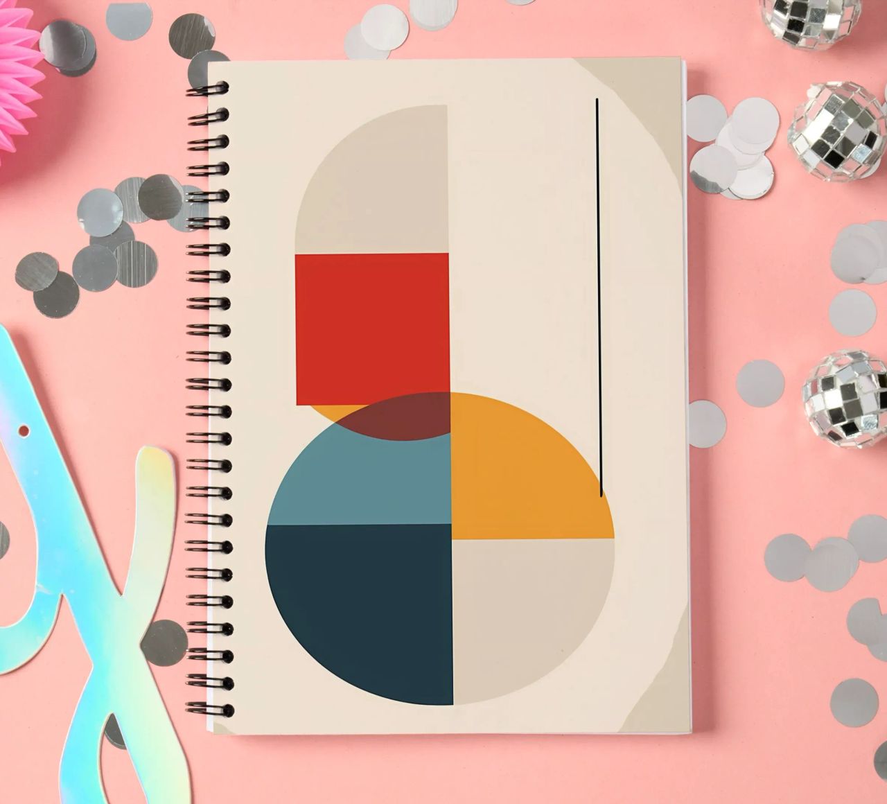 circle square line rectangle geometric shapes symmetry spiral notebook by Janine P McGuire