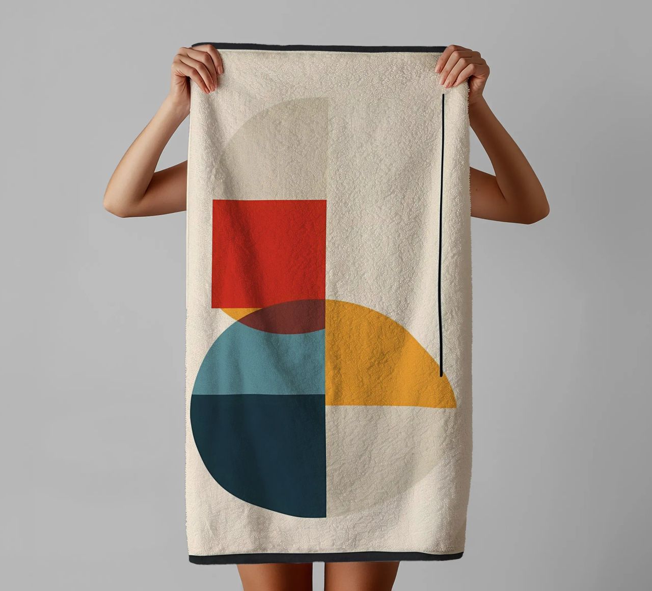 circle square line rectangle geometric shapes symmetry towel by Janine P McGuire