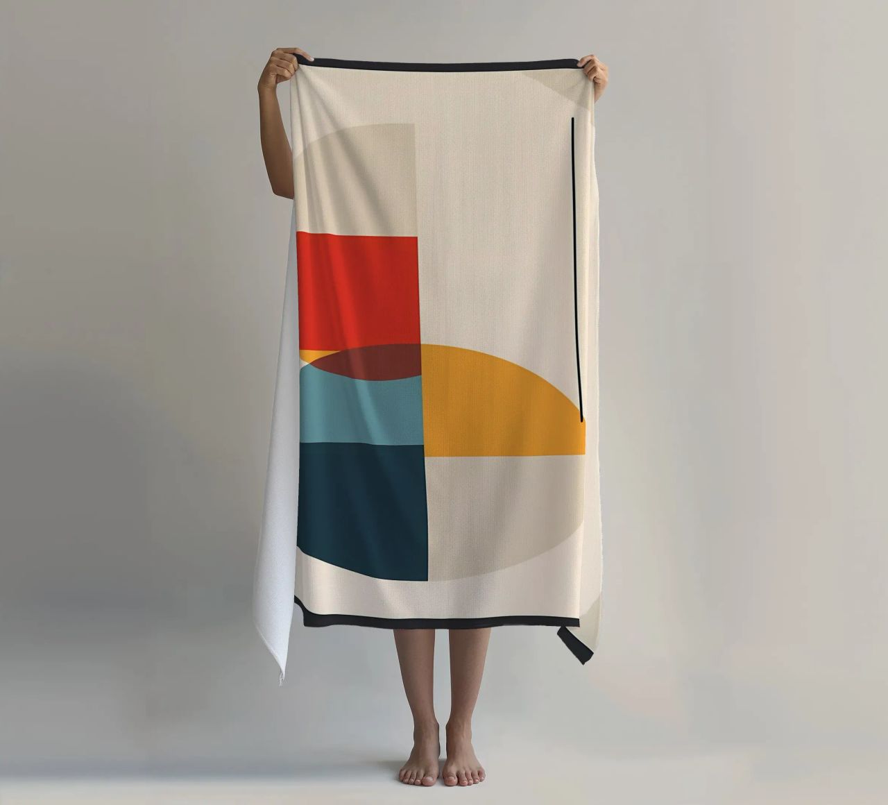 circle square line rectangle geometric shapes symmetry beach towel by Janine P McGuire
