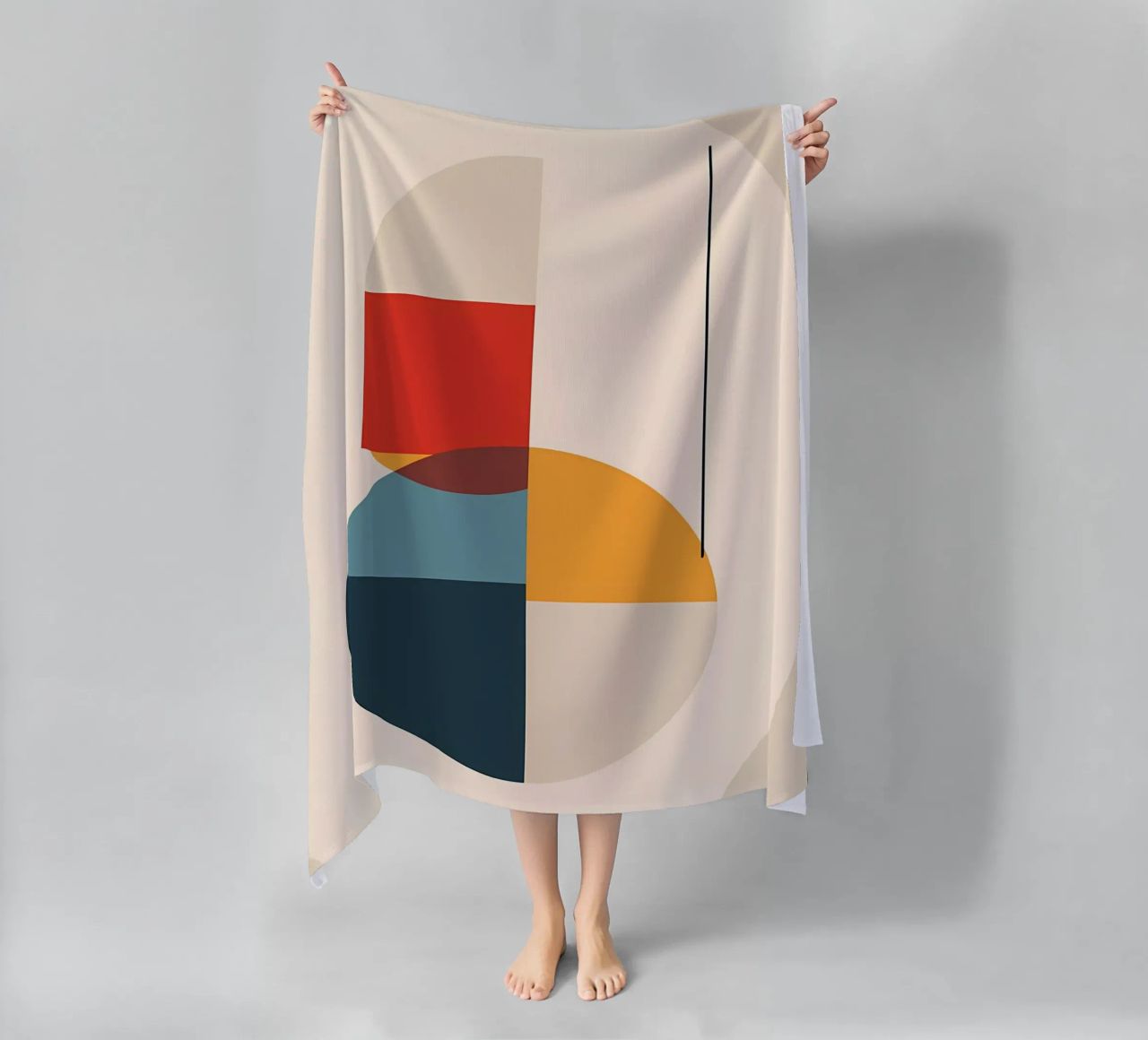 circle square line rectangle geometric shapes symmetry beach towel by Janine P McGuire
