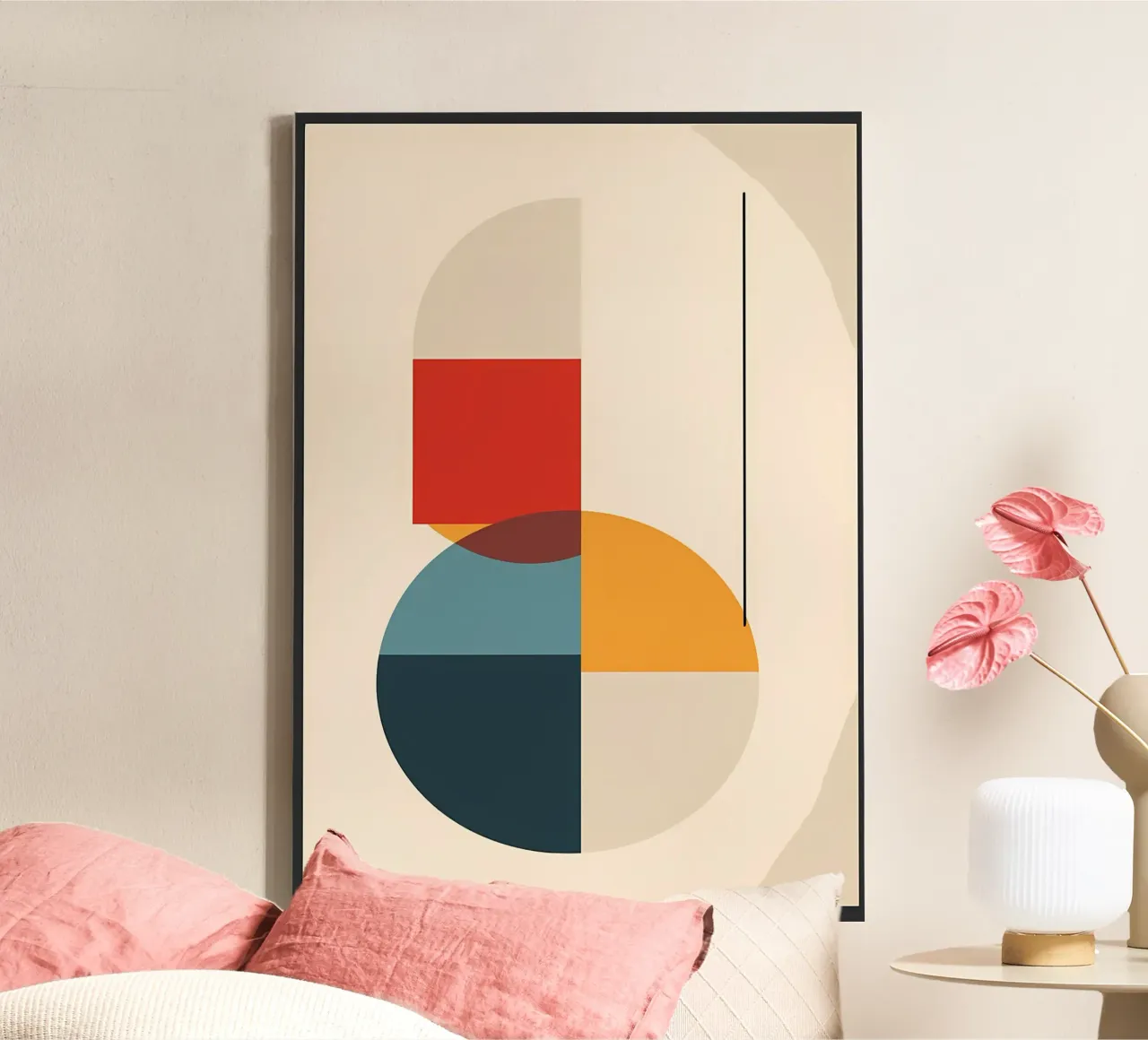 Kreis Quadrat Linie Rechteck Geometrische Formen Symmetrie Leinwand von Janine P McGuire