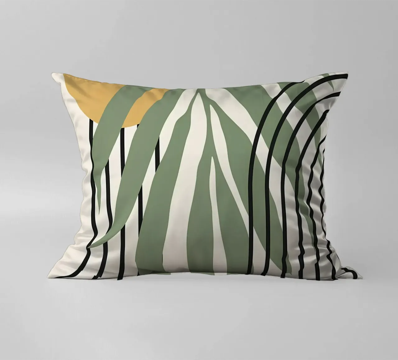 forme astratte foglie linee geometriche linee ad arco giallo c cuscino da Janine P McGuire