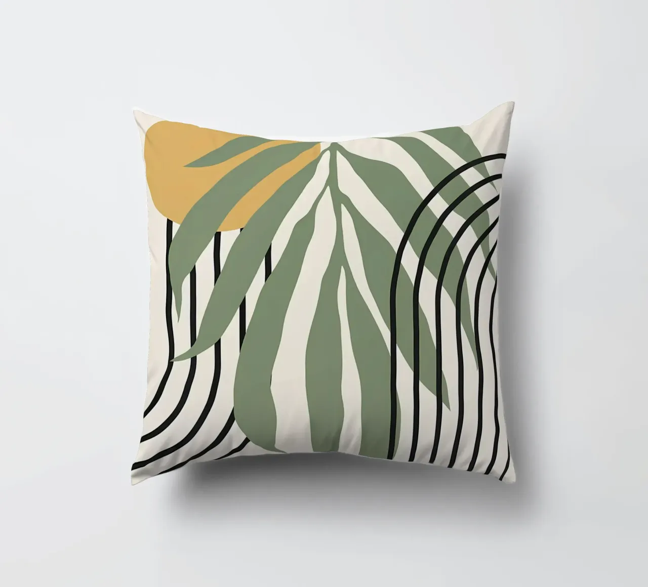 forme astratte foglie linee geometriche linee ad arco giallo c cuscino da Janine P McGuire