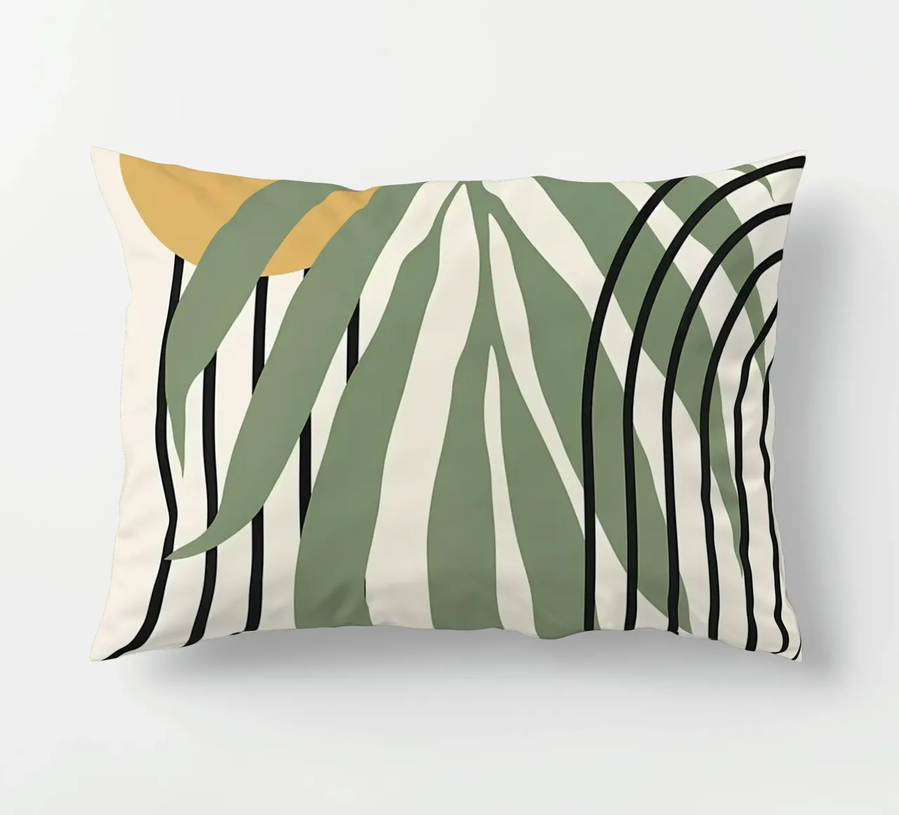 forme astratte foglie linee geometriche linee ad arco giallo c cuscino da Janine P McGuire