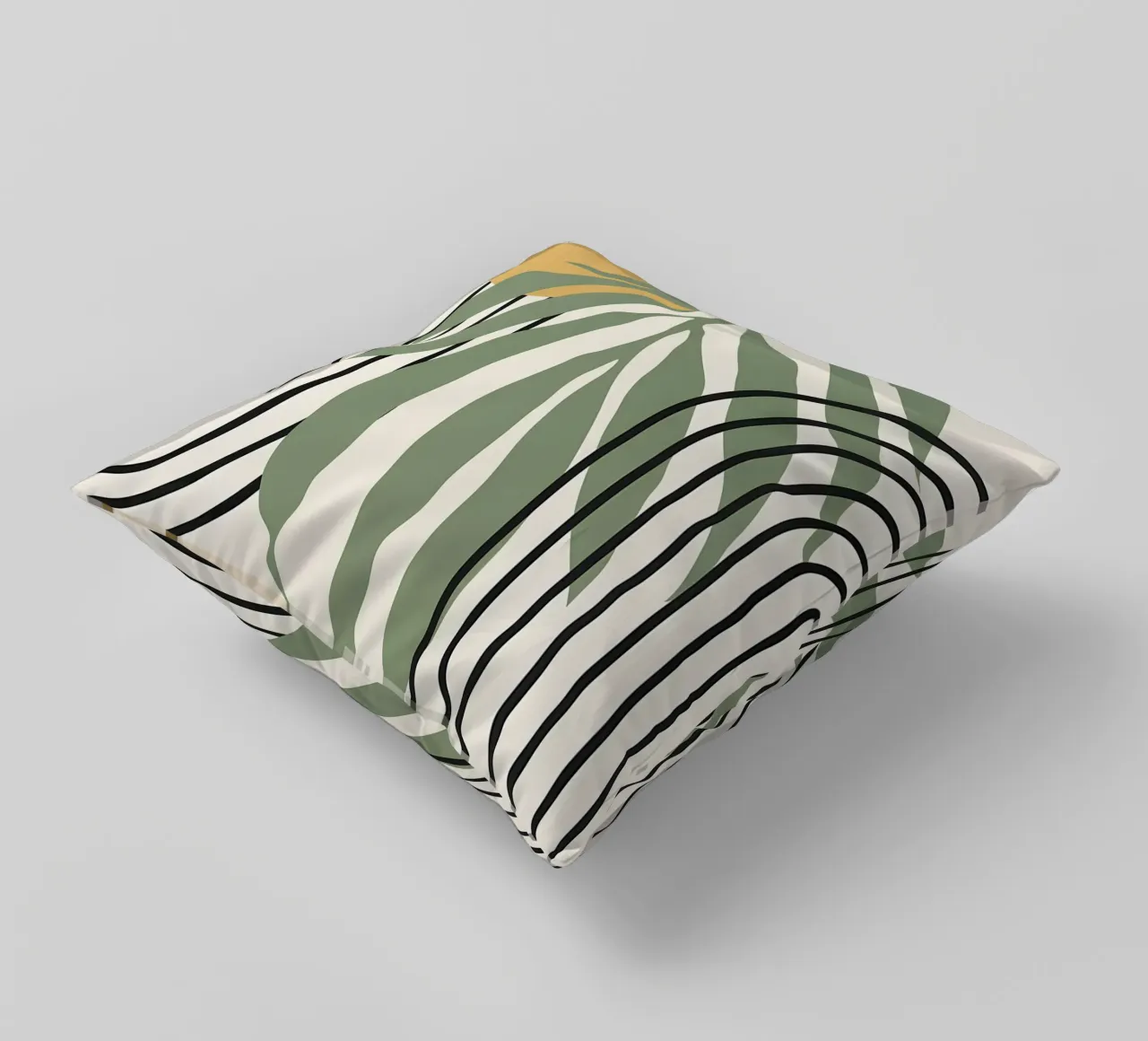 forme astratte foglie linee geometriche linee ad arco giallo c cuscino da Janine P McGuire