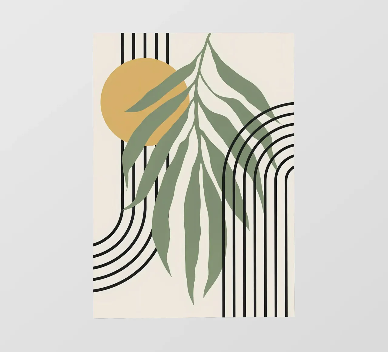 forme astratte foglie linee geometriche linee ad arco giallo c pellicola backlit da Janine P McGuire