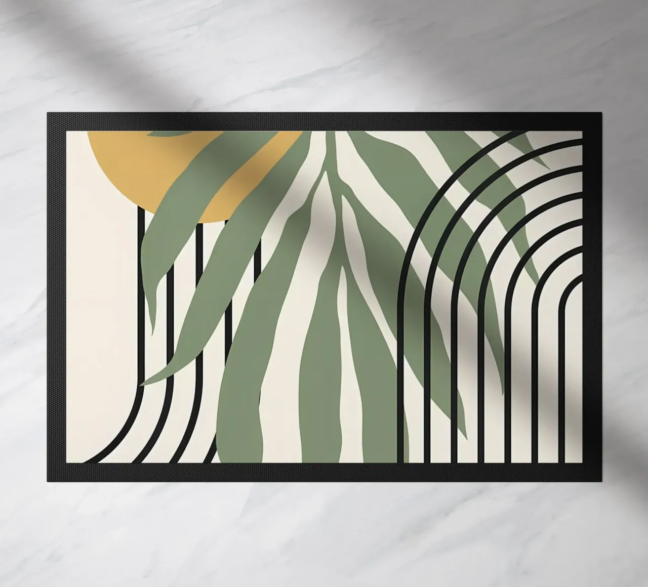 forme astratte foglie linee geometriche linee ad arco giallo c zerbino da Janine P McGuire