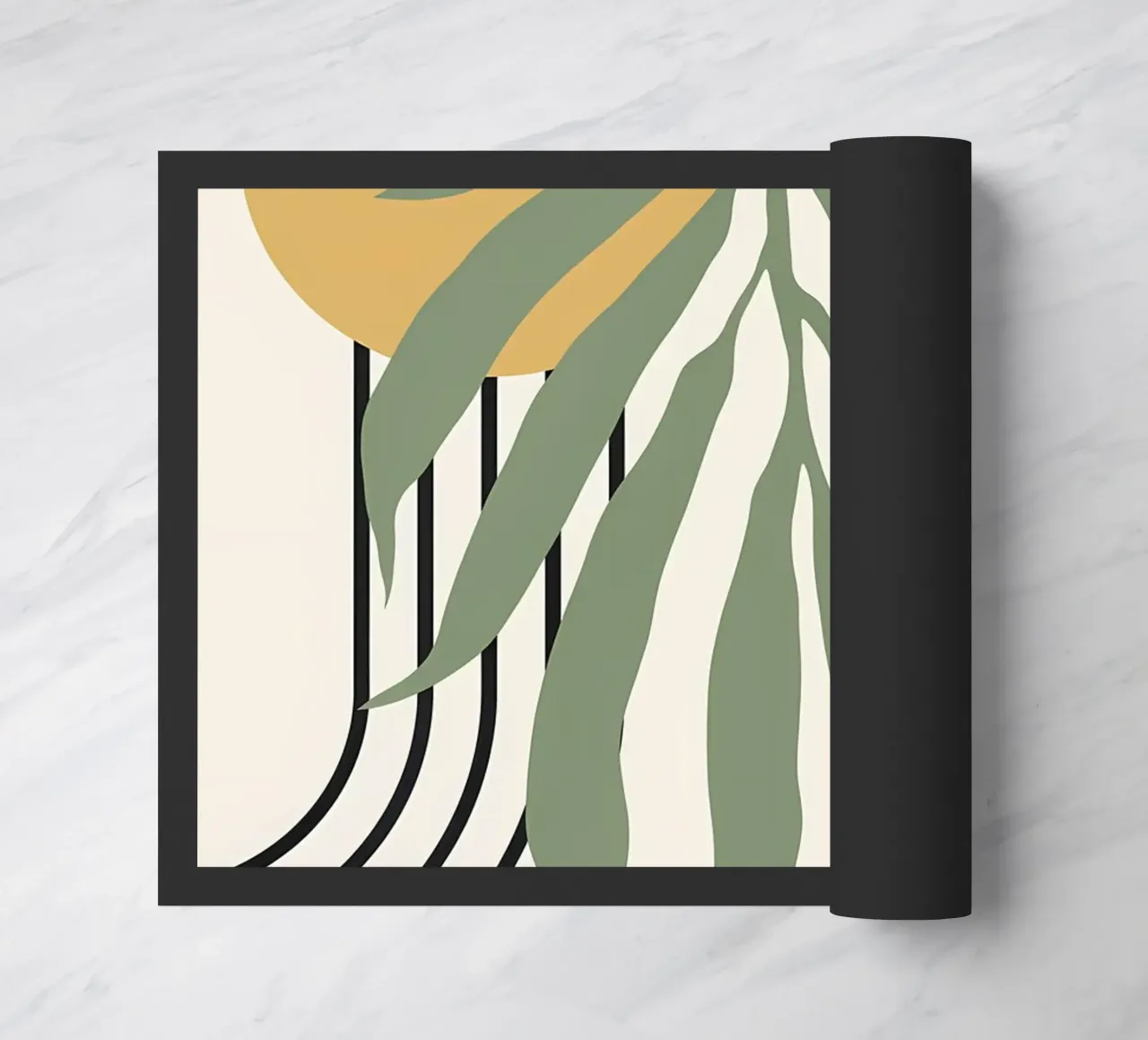 forme astratte foglie linee geometriche linee ad arco giallo c zerbino da Janine P McGuire