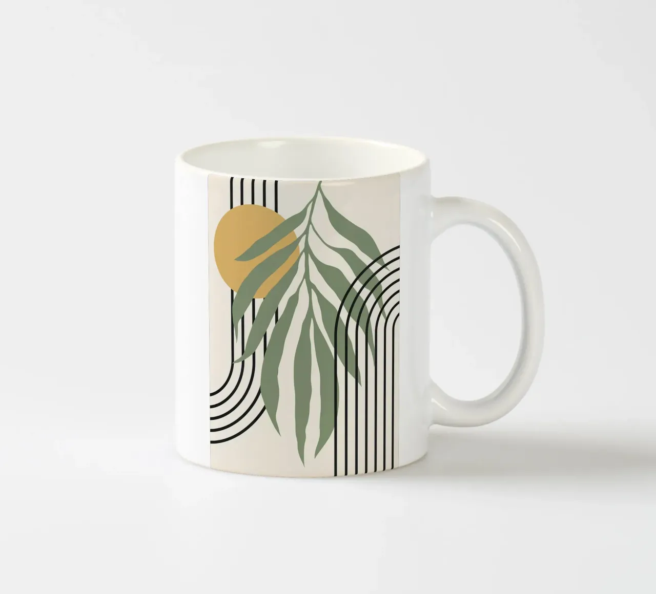 forme astratte foglie linee geometriche linee ad arco giallo c tazza in ceramica da Janine P McGuire