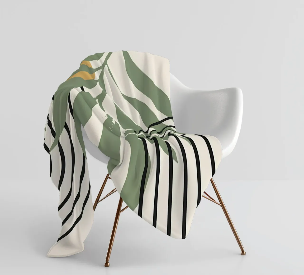 forme astratte foglie linee geometriche linee ad arco giallo c coperta in pile da Janine P McGuire