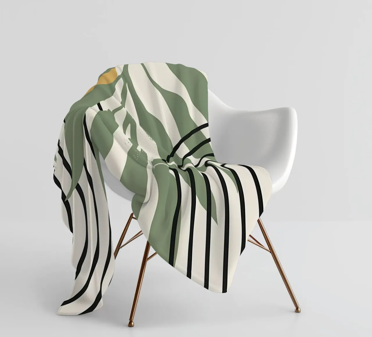 forme astratte foglie linee geometriche linee ad arco giallo c coperta in pile da Janine P McGuire