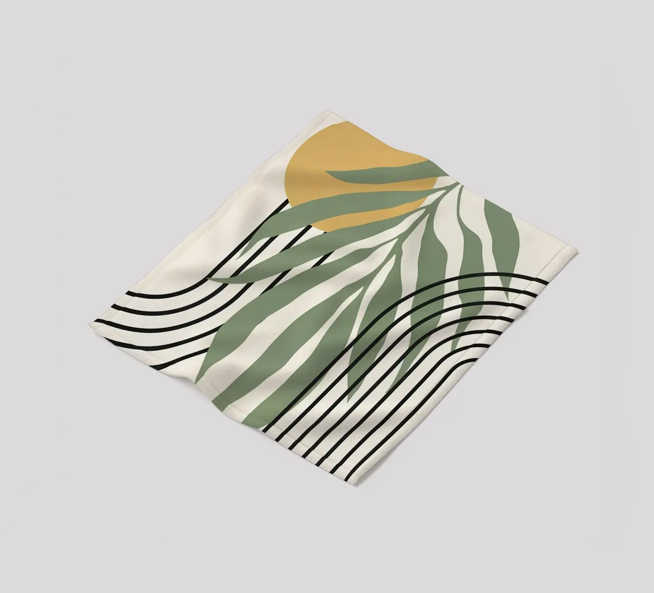 forme astratte foglie linee geometriche linee ad arco giallo c coperta in pile da Janine P McGuire