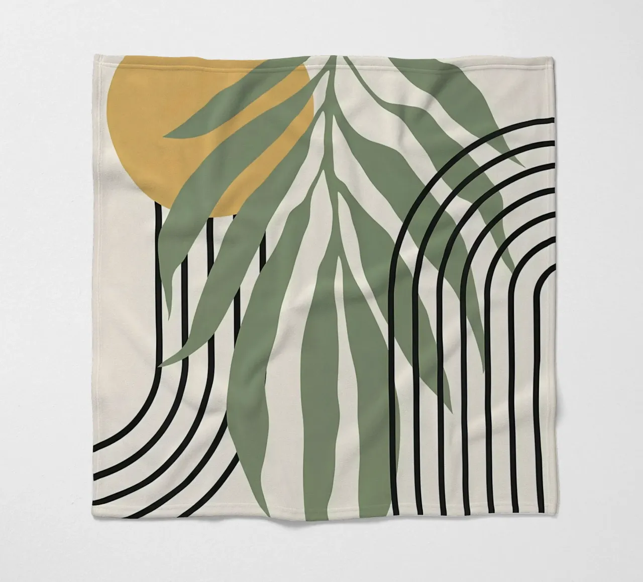 forme astratte foglie linee geometriche linee ad arco giallo c coperta in pile da Janine P McGuire