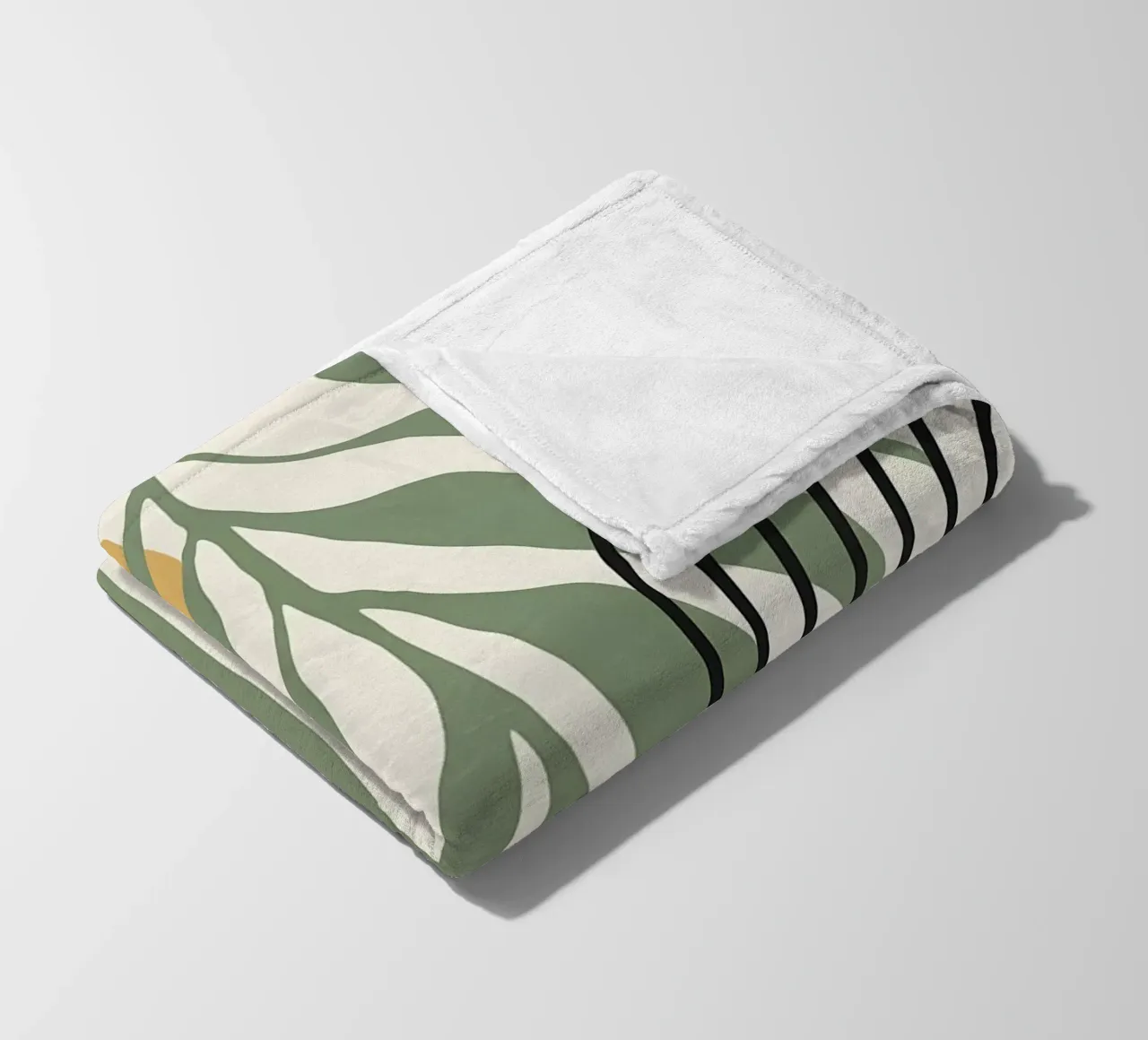 forme astratte foglie linee geometriche linee ad arco giallo c coperta in pile da Janine P McGuire