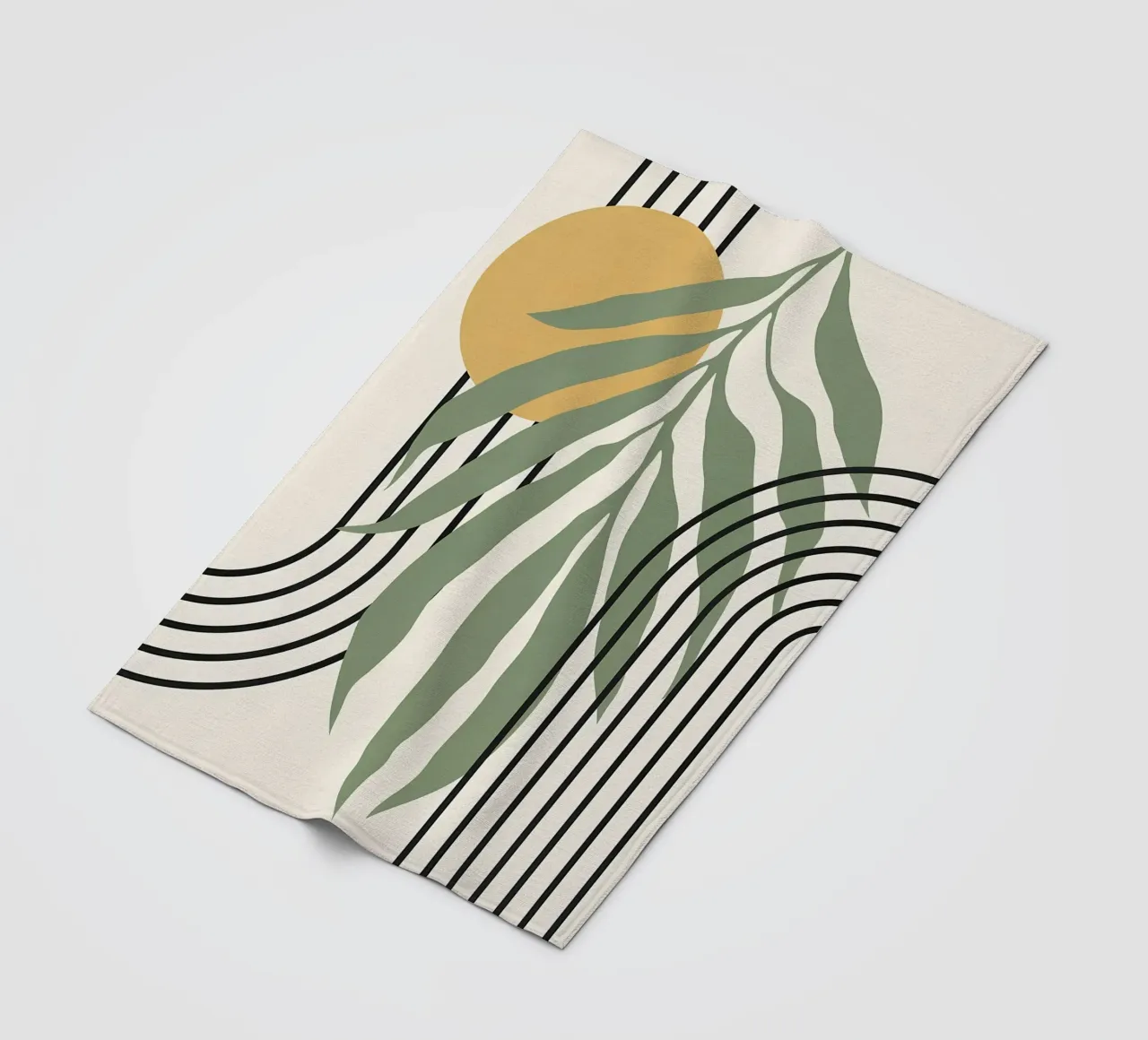 forme astratte foglie linee geometriche linee ad arco giallo c coperta in pile da Janine P McGuire