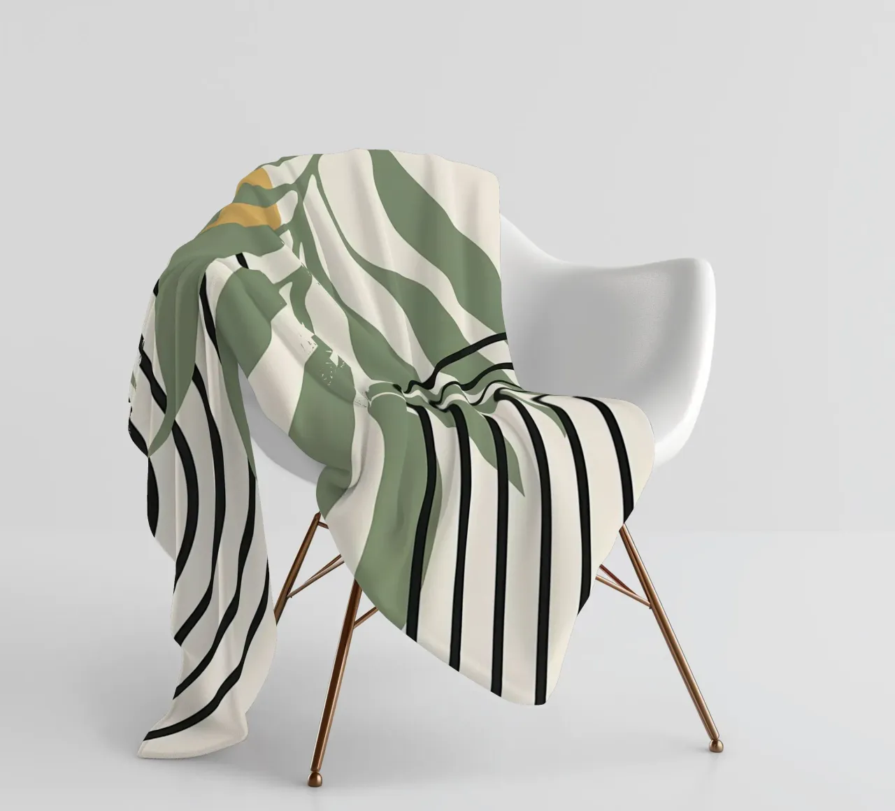 forme astratte foglie linee geometriche linee ad arco giallo c coperta in pile da Janine P McGuire