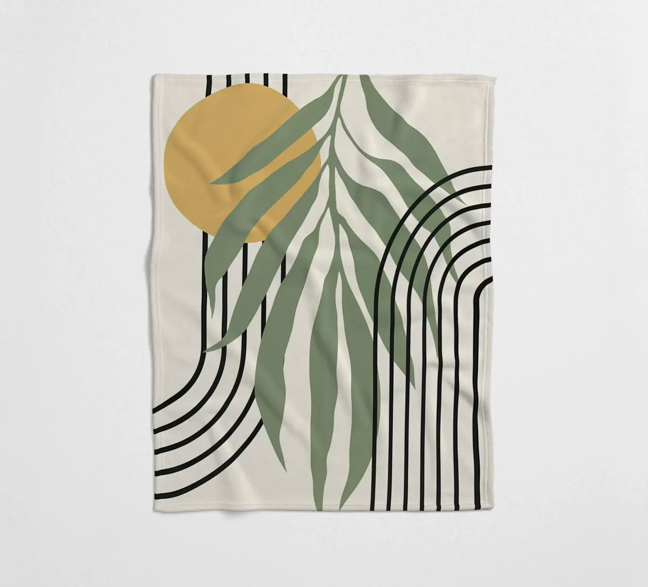 forme astratte foglie linee geometriche linee ad arco giallo c coperta in pile da Janine P McGuire