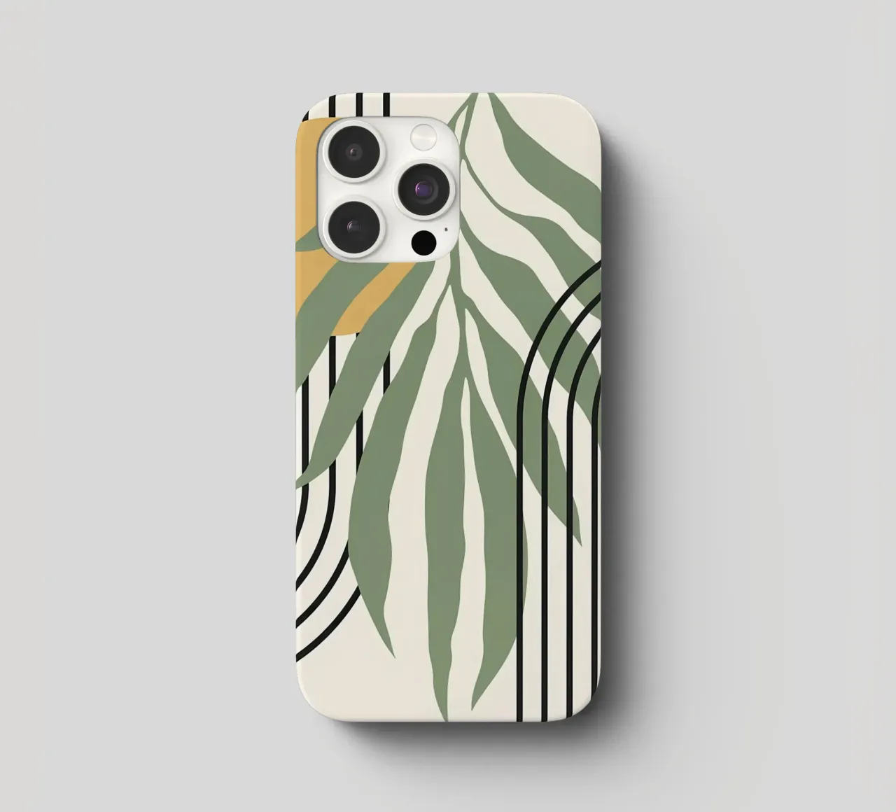 forme astratte foglie linee geometriche linee ad arco giallo c cover iphone da Janine P McGuire